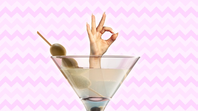 martini with 'ok' sign