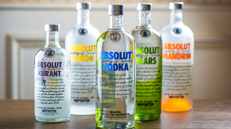 bottles of Absolut flavored vodka