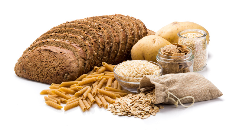 various grains on white background