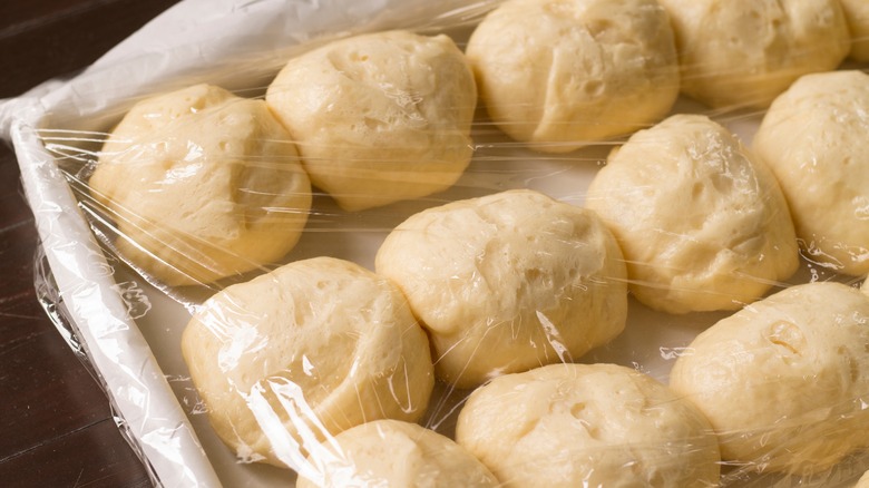 Rolls covered in plastic wrap