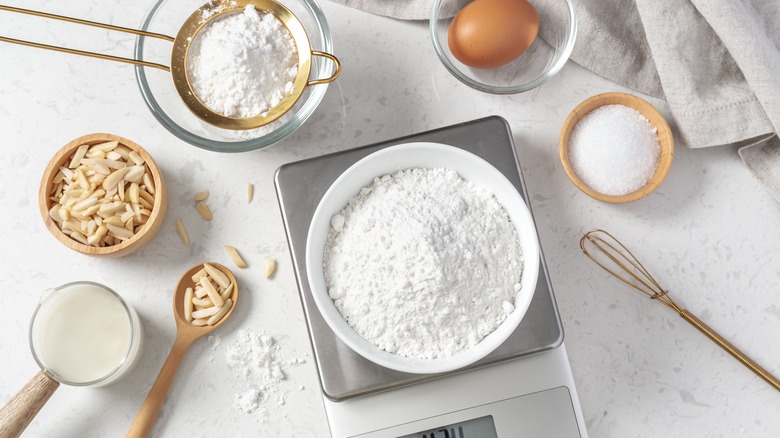 Ingredients with flour bowl