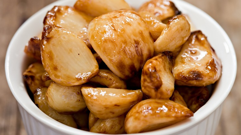 Bowl of roasted garlic cloves