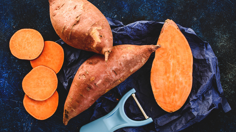 sweet potatoes sliced