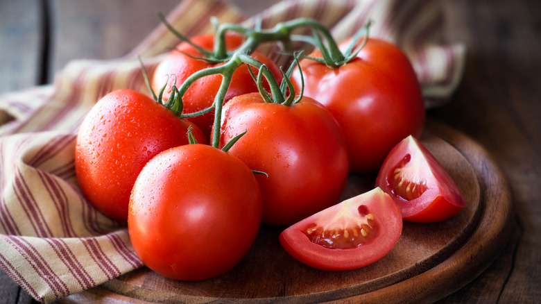 Vine tomatoes on counter