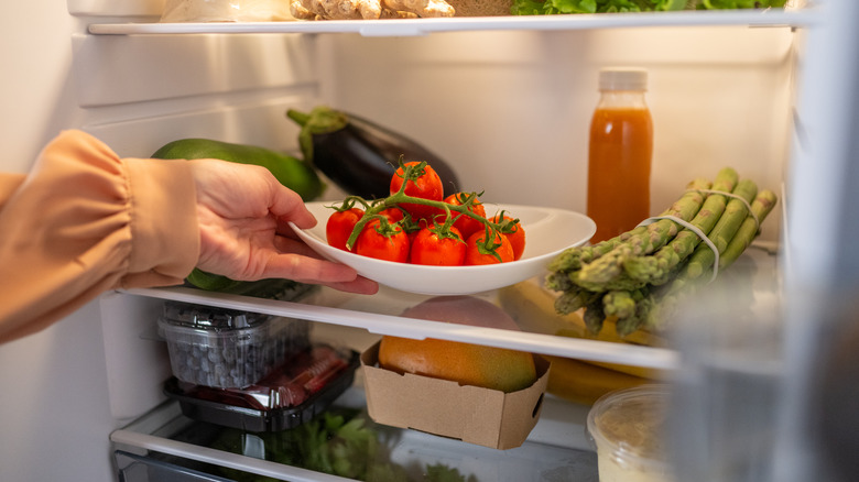 Vine tomatoes in fridge