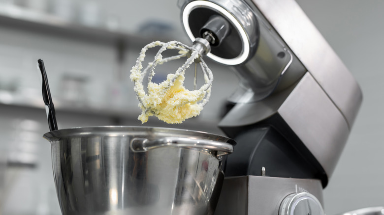 mixer beating sugar and butter