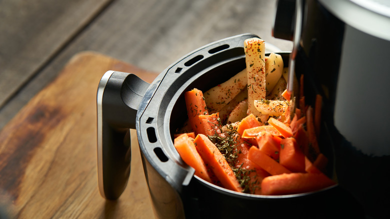 air fryer with food