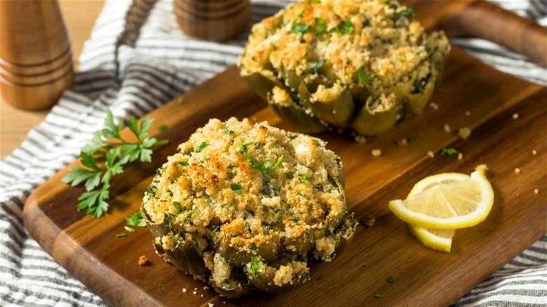 Stuffed baked artichokes