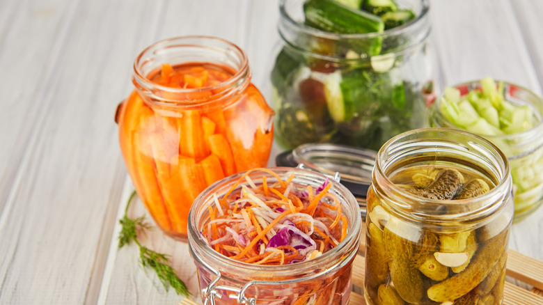 Jars of fermented foods