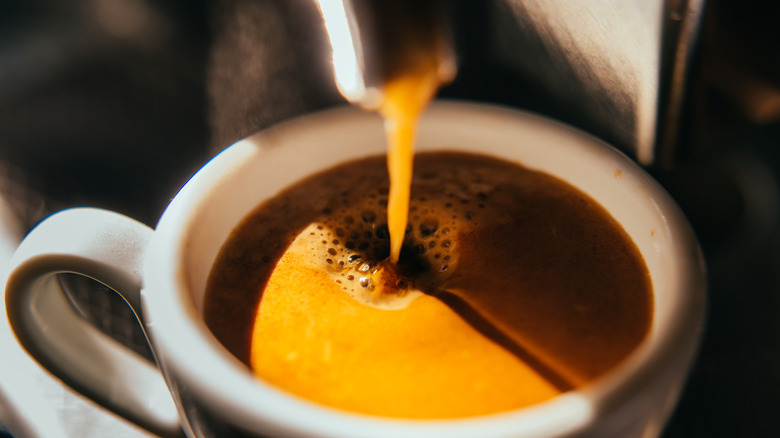 Espresso coming out of machine