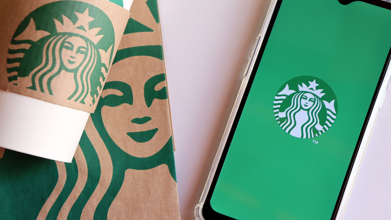 Starbucks app with cup