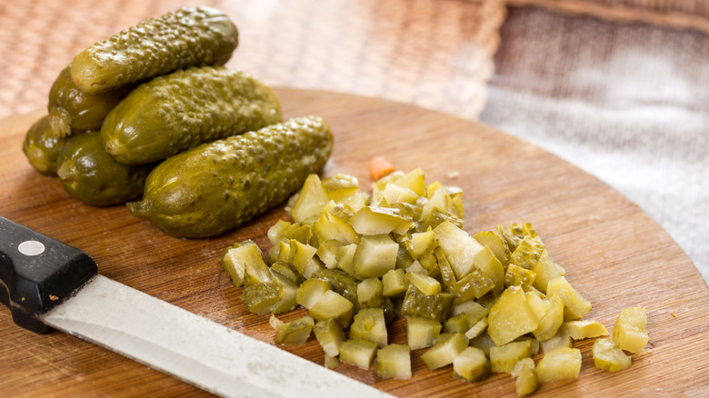 Chopped and whole pickles