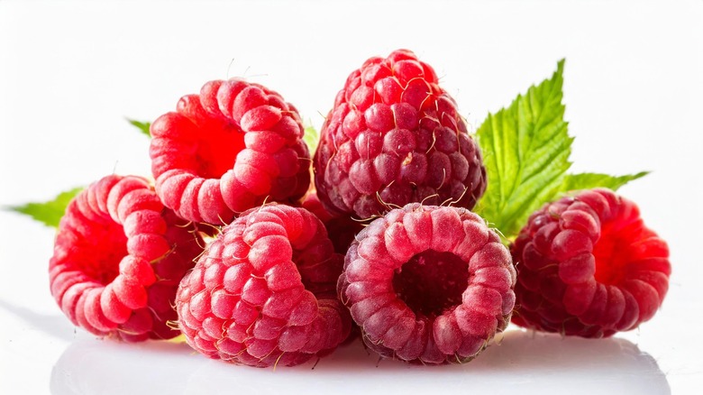 Close up of fresh raspberries