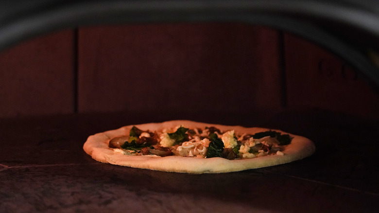 Sourdough pizza in oven