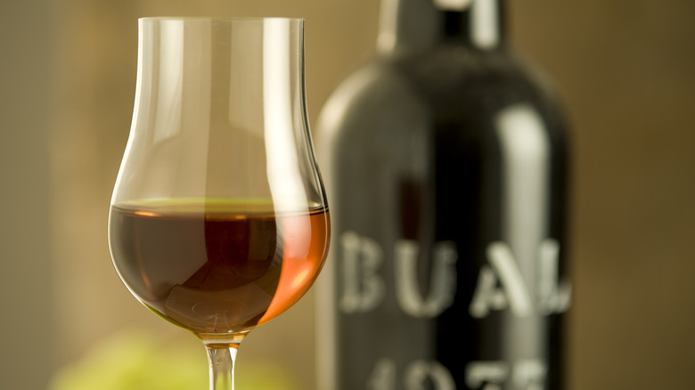 bual Madeira with glass