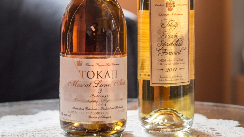 two bottles of Tokaji wine