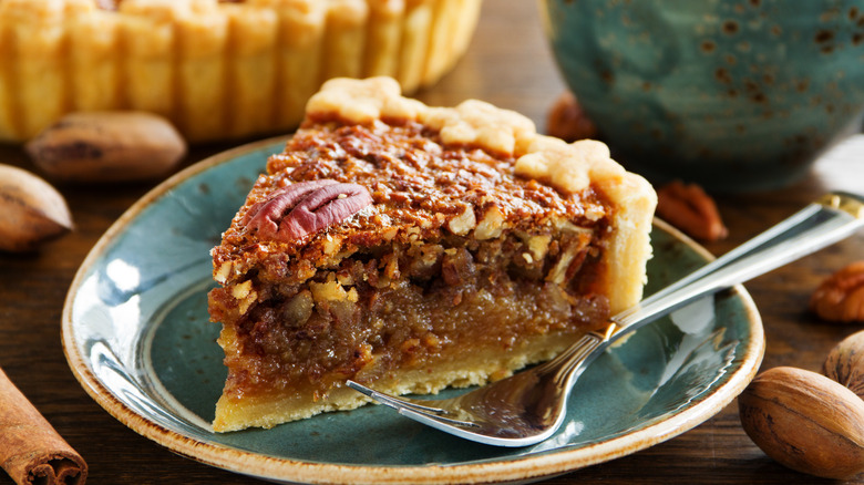 A slice of pecan pie