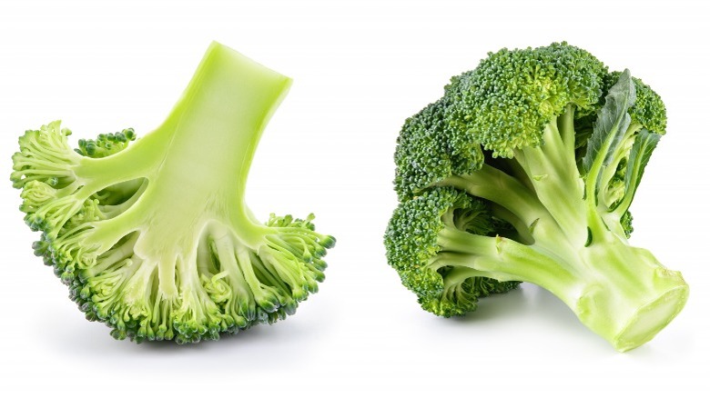 whole and sliced broccoli