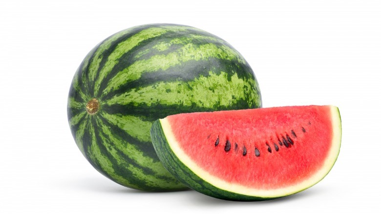 Whole watermelon and slice