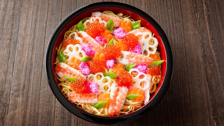 Bowl of chirashi sushi