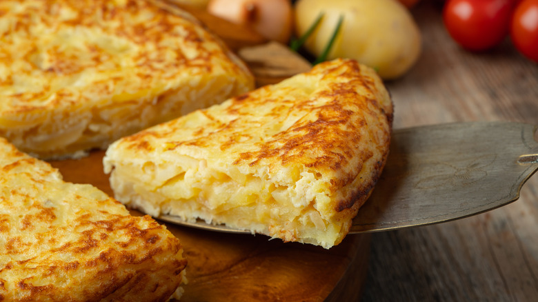 Spanish tortilla sliced