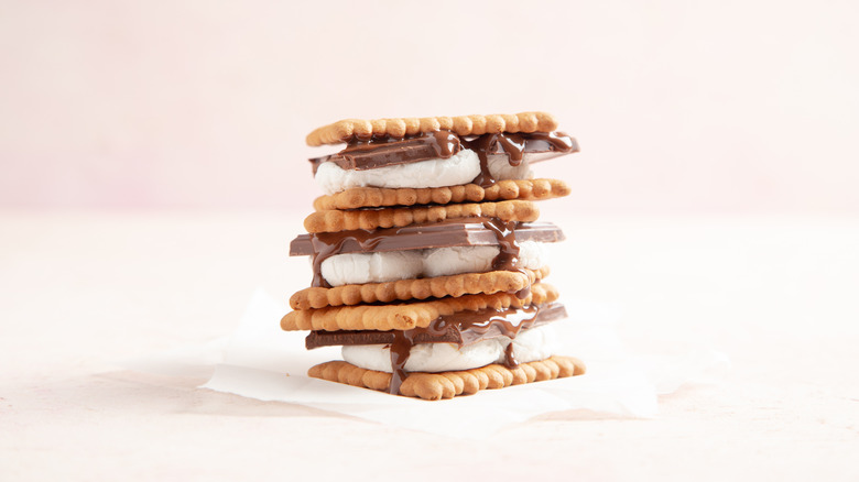 Stacked s'mores white background