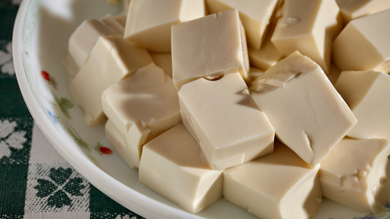 Silken tofu in bowl