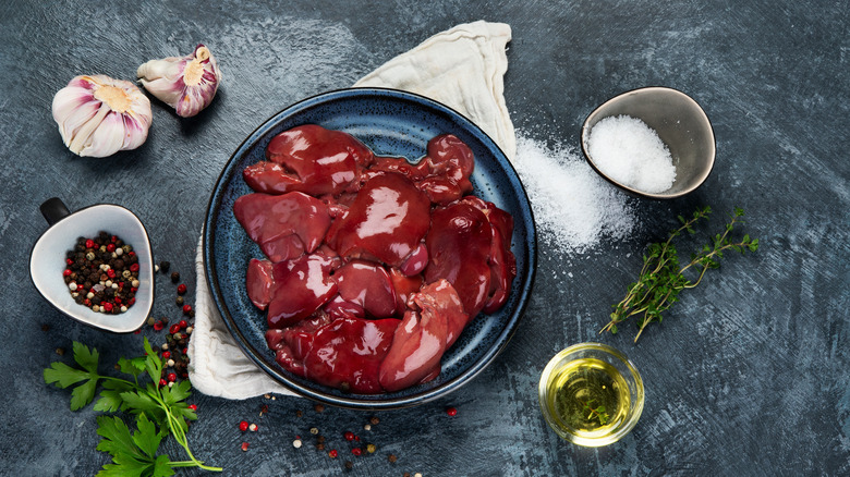 Chicken livers in a bowl