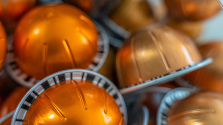 Closeup of variety Nespresso pods