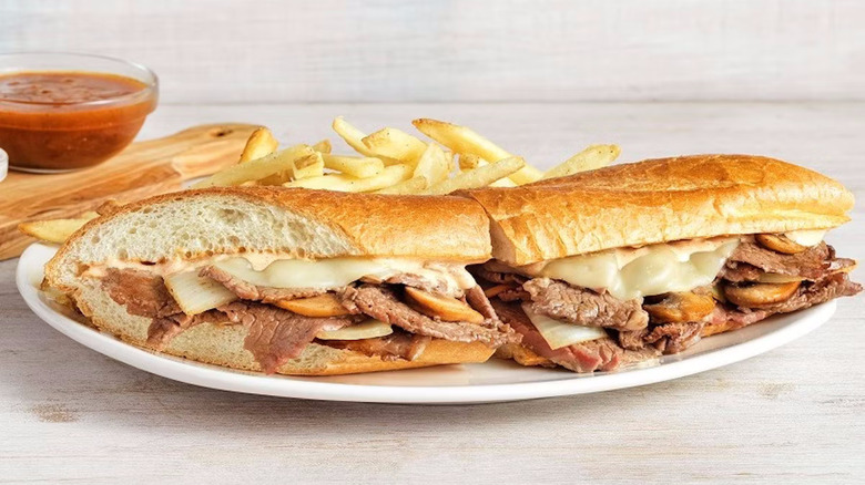 Prime rib sandwich with fries