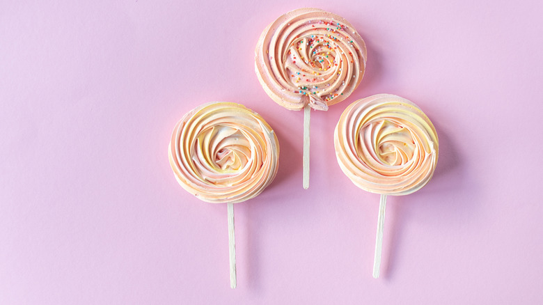 swirled meringue on cookie sticks