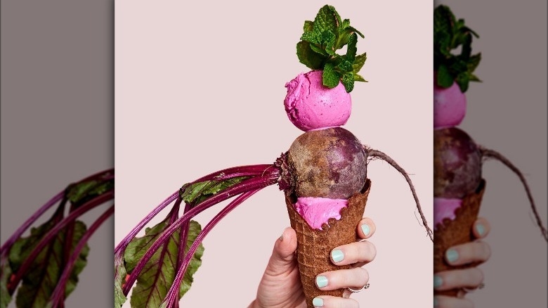 Beet ice cream cone