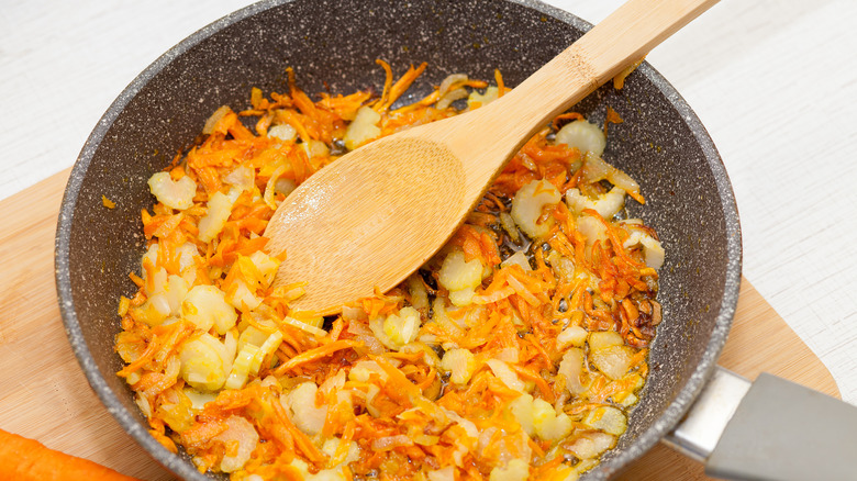 Mirepoix in pan