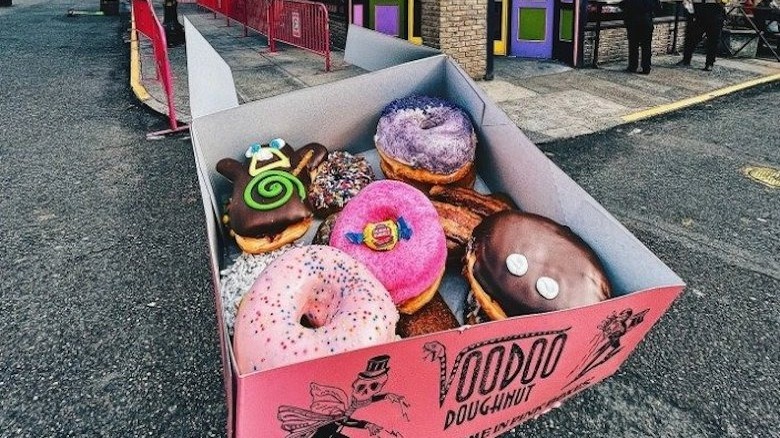 Box of doughnuts at Voodoo Doughnut