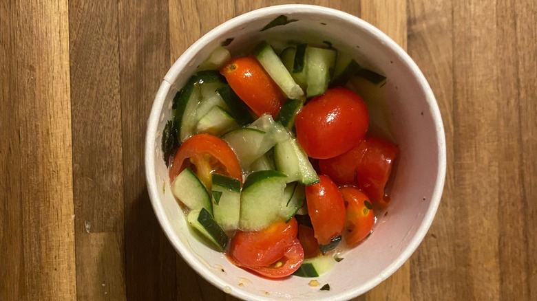 Tomato cucumber basil salad