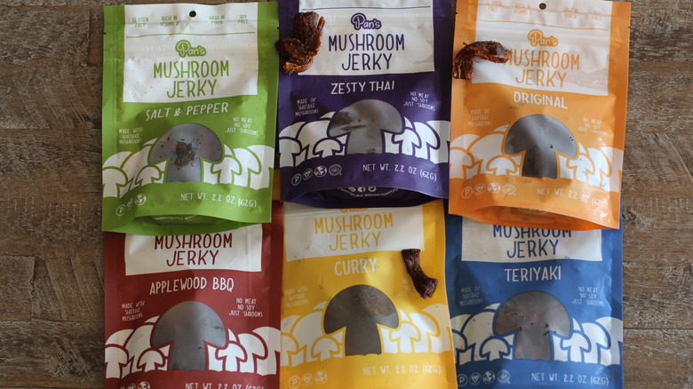 Pan's Mushroom Jerky bags