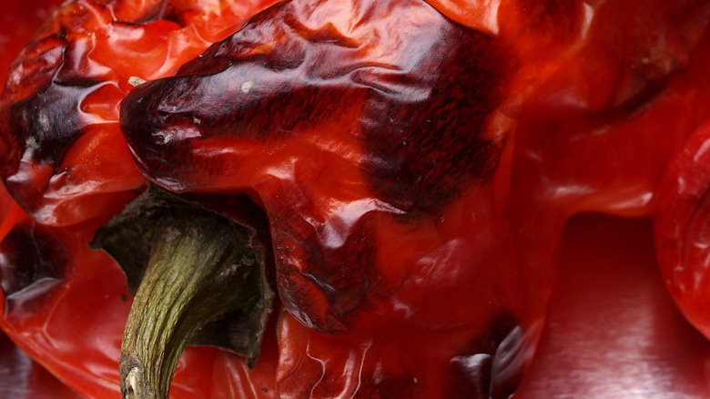 Roasted and charred red peppers 