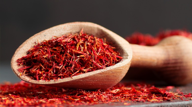 Spoonful of fresh saffron 