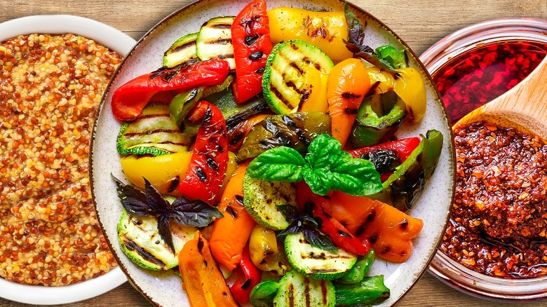 roasted vegetables and seasonings