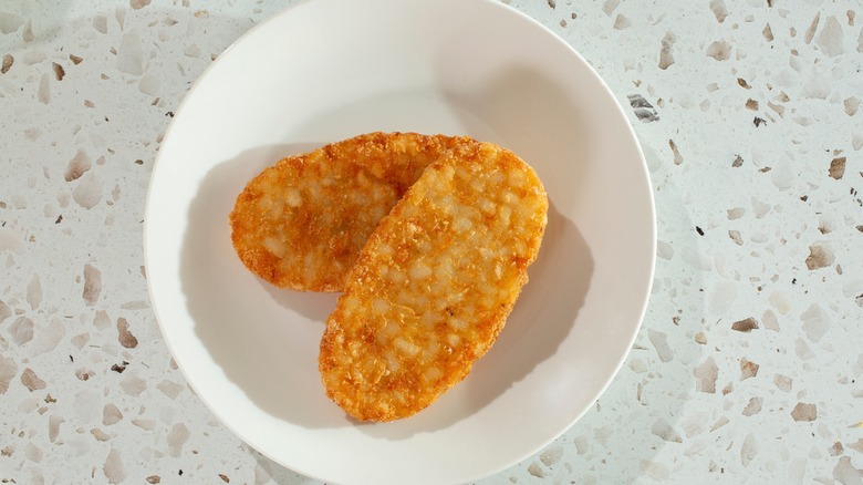 Crispy hash browns in a bowl