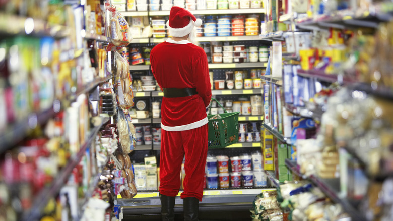 Santa shopping for groceries