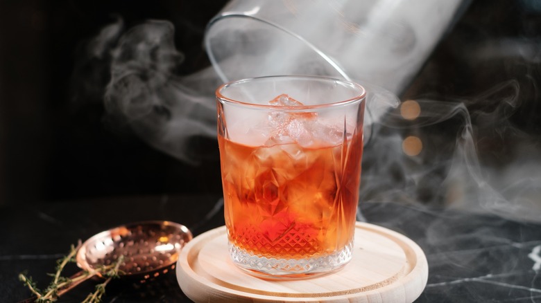 smoke rising from a cocktail