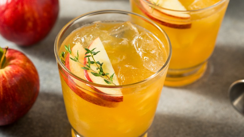 two bourbon-spiked apple cocktails