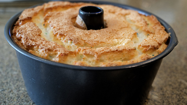 Angel food cake in tube pan