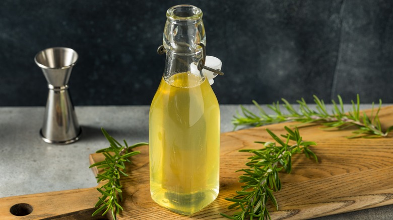 Simple syrup and rosemary