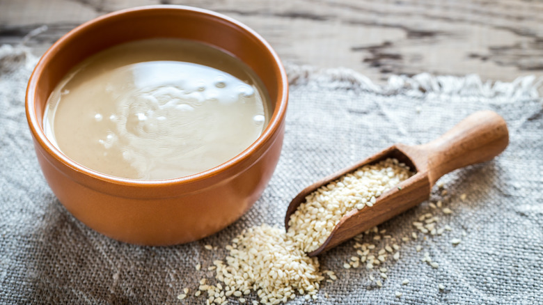 tahini with sesame seeds