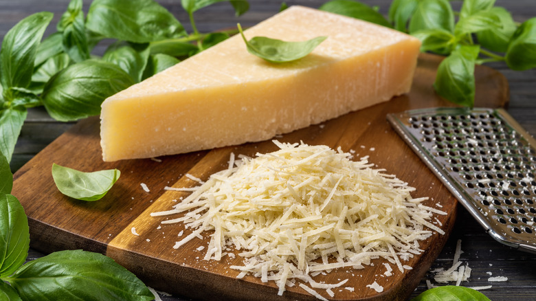 Parmesan cheese and basil