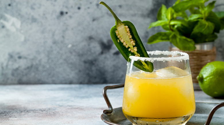 Jalapeno on a cocktail glass