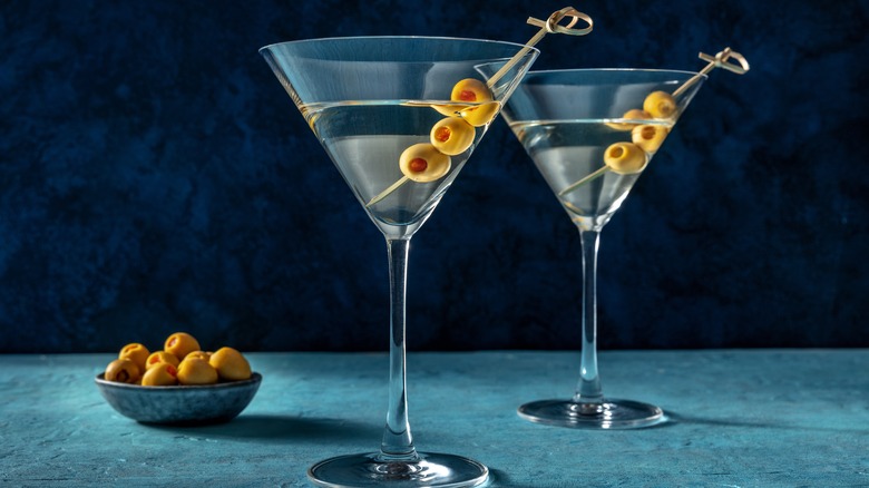 Vodka martinis with olives