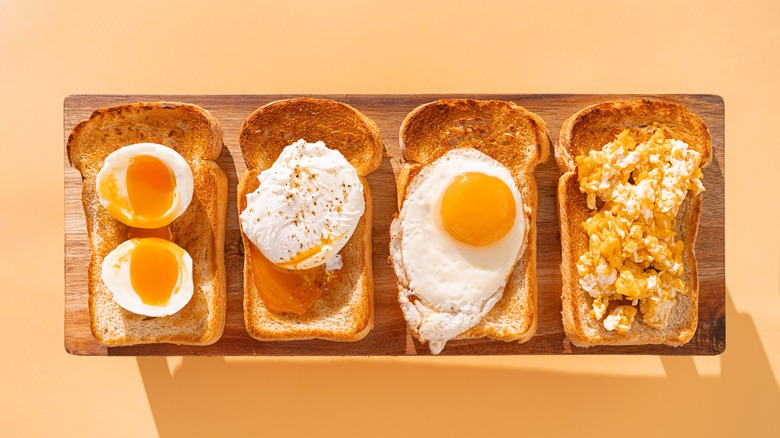 different style eggs on toast